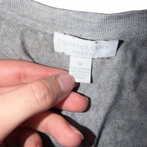 Charter-club Women's Black and Grey Blouse - Picture 2 of 5